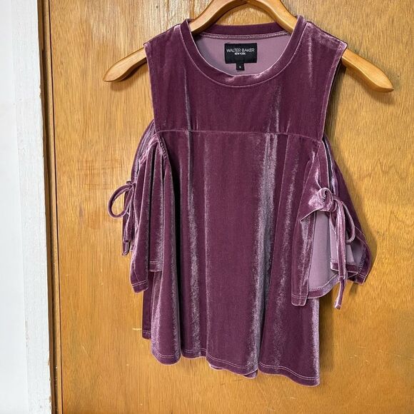 Walter Baker Newyork sadie top light plum velour cold shoulder blouse - Picture 1 of 4